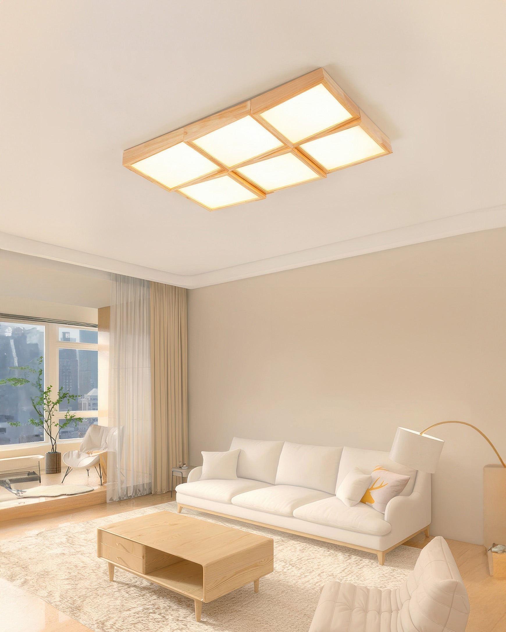 Lampa sufitowa Aurea Walnut z naturalnym korpusem z kłody i oprawą LED