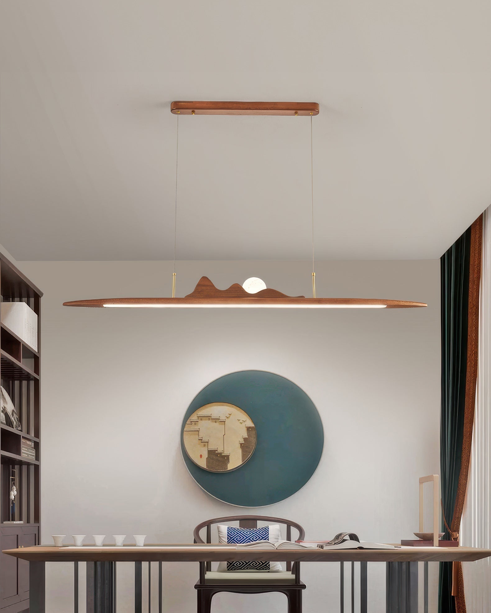 NovaLine Wooden Strip Pendant Light in Wabi Sabi Style