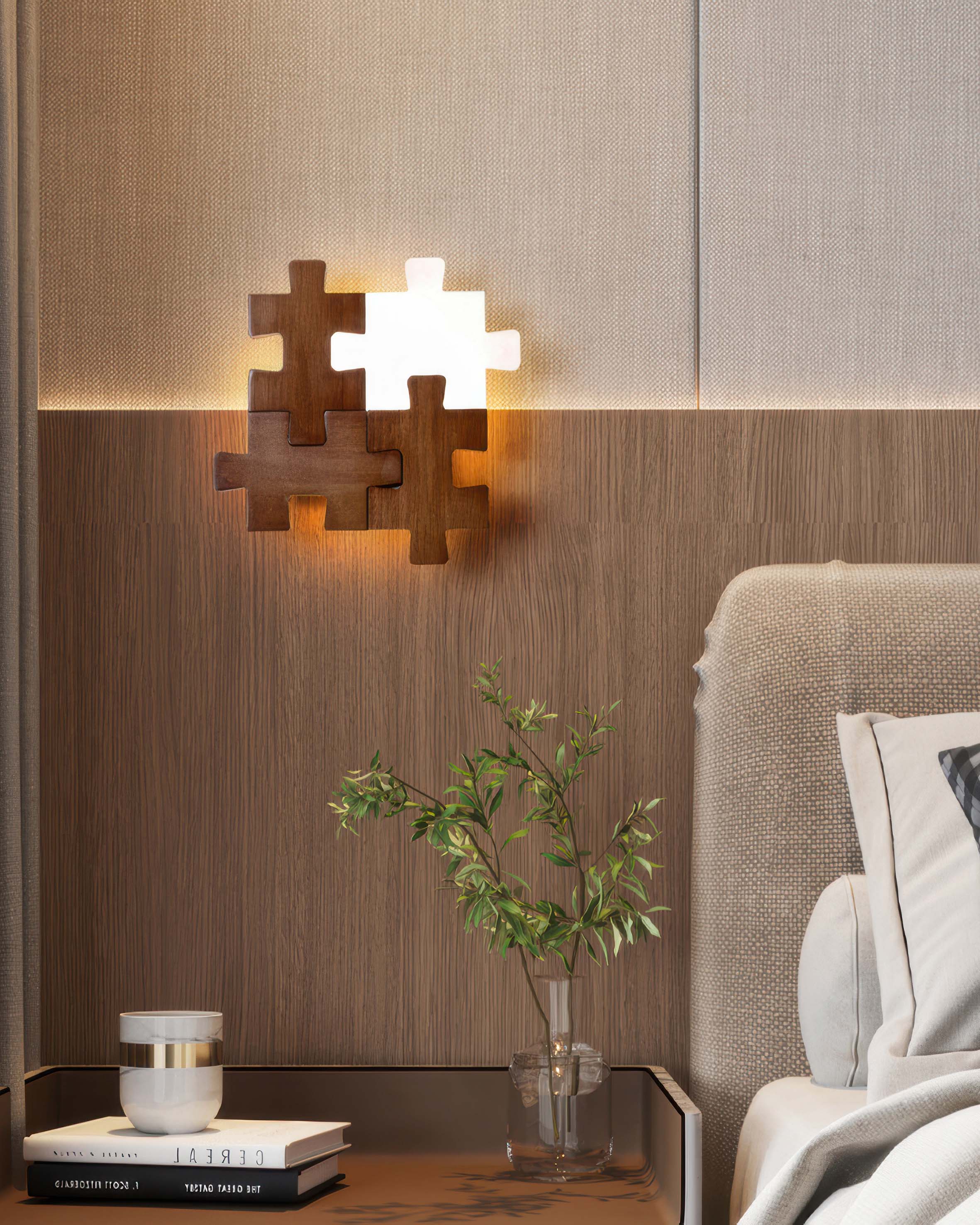 Applique da parete LED in legno SylvaOak Puzzle stile nordico minimalista