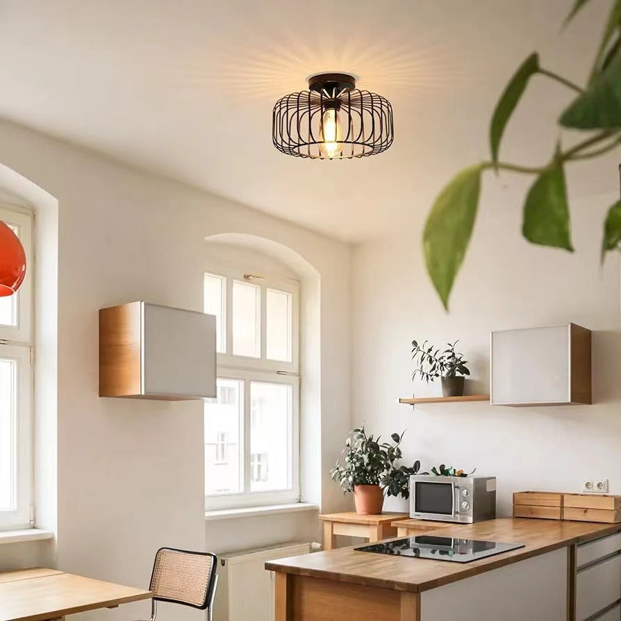 Stropní svítidlo AstraForge Birdcage v matné černé barvě pro moderní interiéry