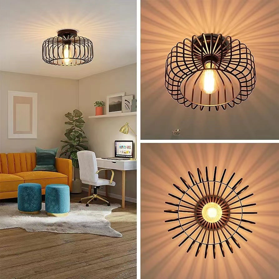 Stropní svítidlo AstraForge Birdcage v matné černé barvě pro moderní interiéry