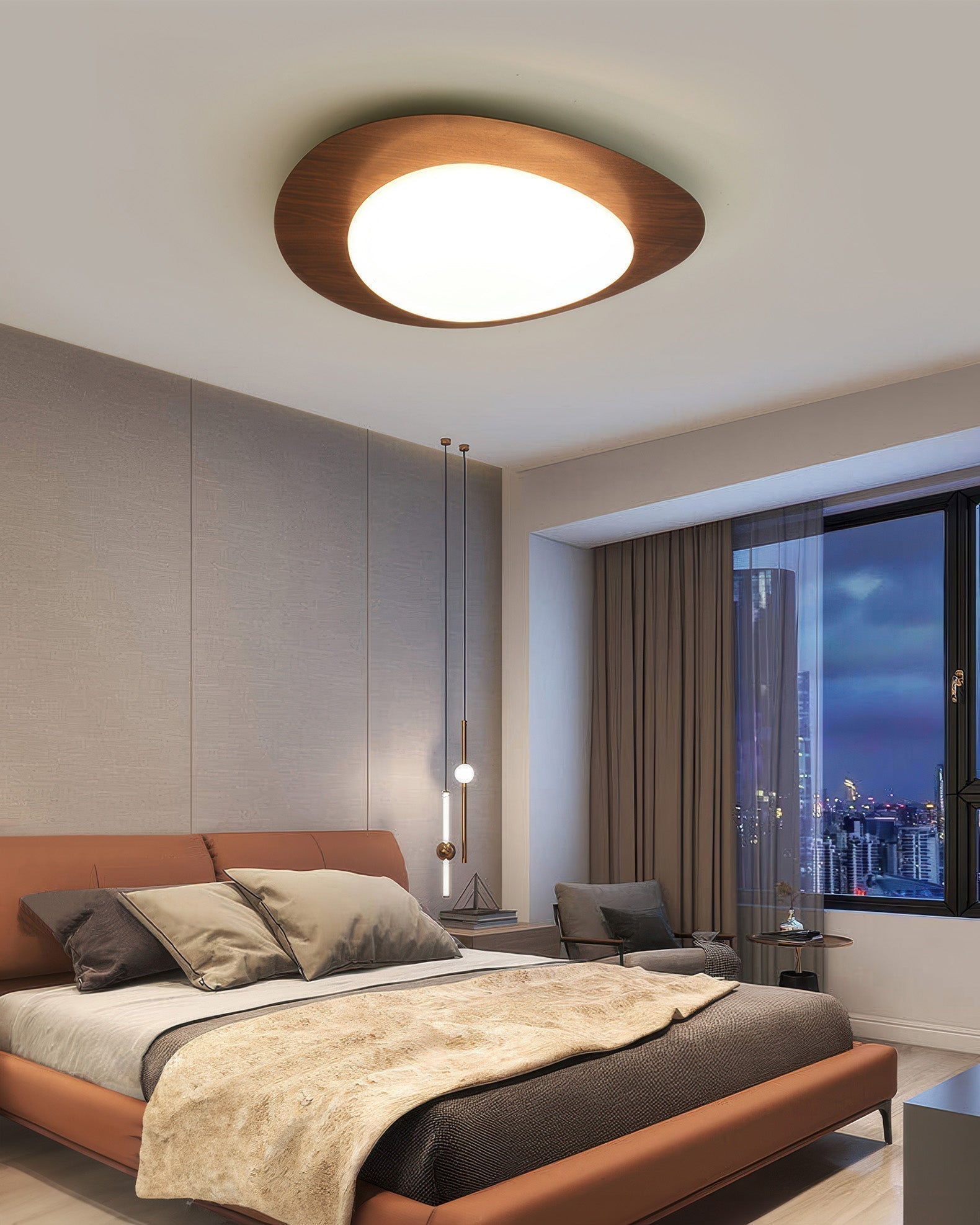 Nyra Nordic LED-Deckenleuchte mit Kieselholzmaserung für skandinavische Innenräume