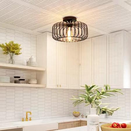 Stropní svítidlo AstraForge Birdcage v matné černé barvě pro moderní interiéry