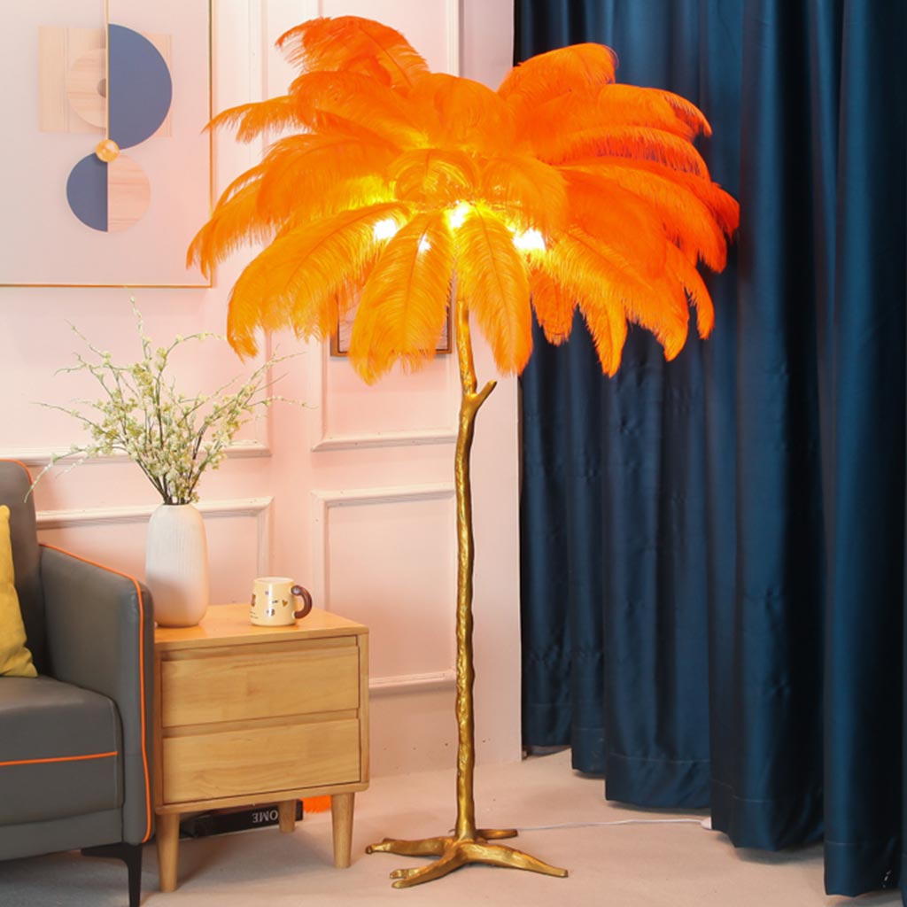 Ostrich Feather Floor Lamp For Living Room Decor Accent Piece