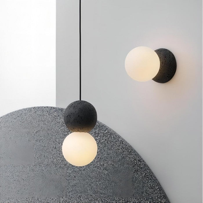 Virelo Zement Volcanic Stone Opal Glass Pendant Light