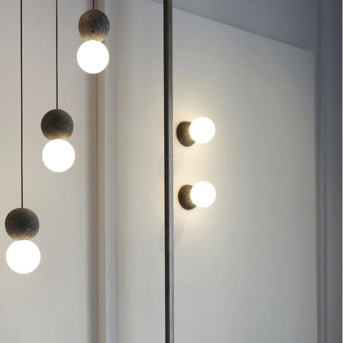 Virelo Zement Volcanic Stone Opal Glass Pendant Light