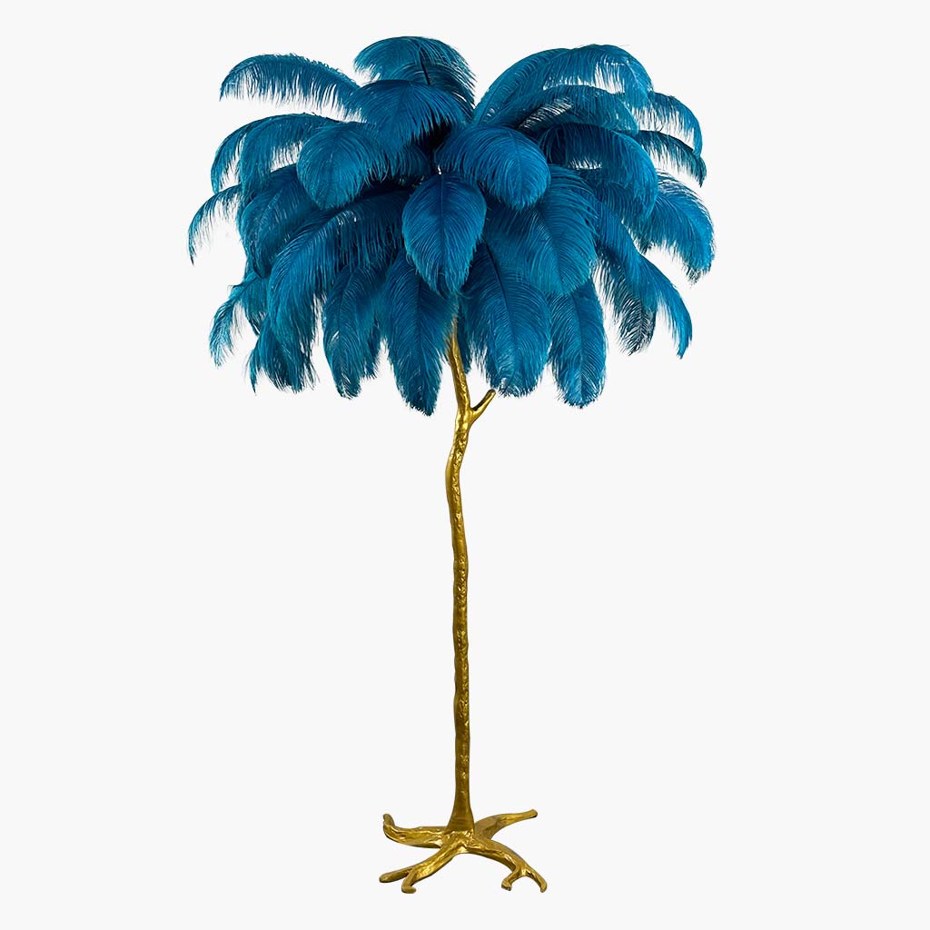 Ostrich Feather Floor Lamp For Living Room Decor Accent Piece