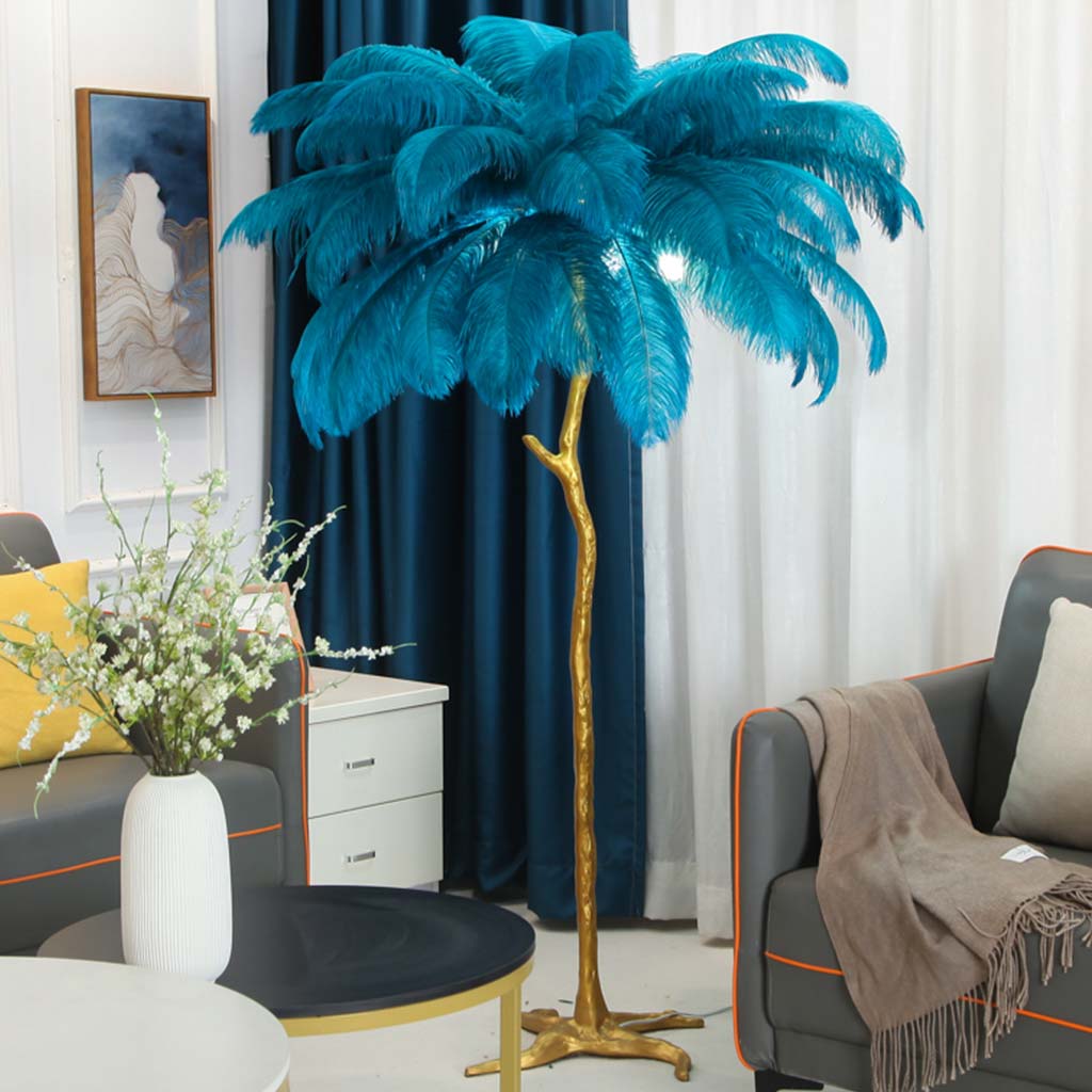 Ostrich Feather Floor Lamp For Living Room Decor Accent Piece