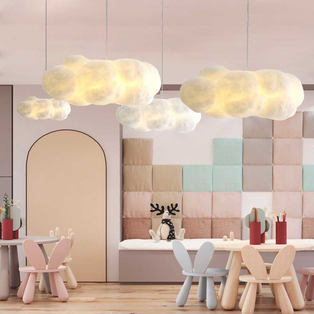 چراغ آویز ابری پنبه‌ای یونیک نوردیک برای سقف