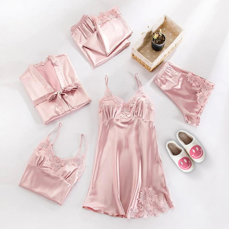 Women's Satin Pajama Set for Breathable Sleepwear Comfort