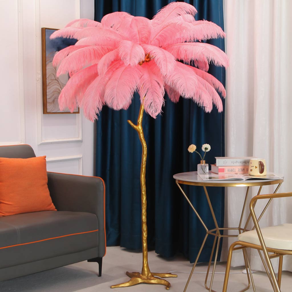 Ostrich Feather Floor Lamp For Living Room Decor Accent Piece