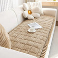 Plush Pleated Sofa Cover With Non Slip Flannel Protector Machine Washable