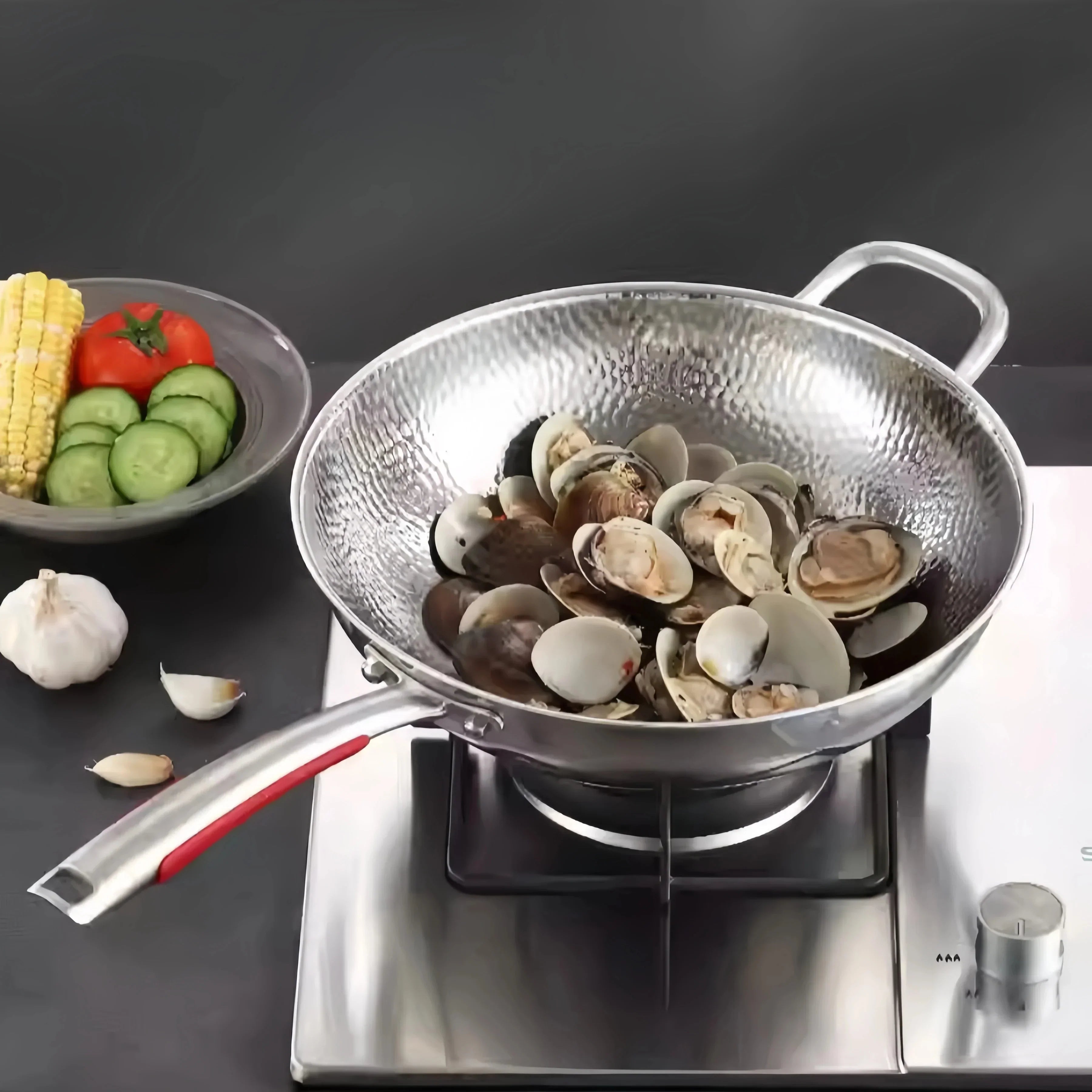 Aurora Titanium Round Bottom Wok for Induction Cooktops
