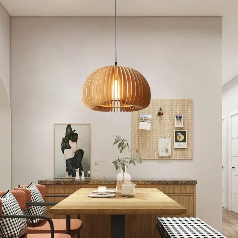 Lampada a Sospensione Zucca Rustica LumenOak con Altezza Regolabile Ideale per Sale da Pranzo
