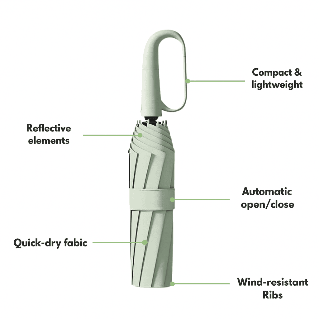AeroGuard Automatic Compact Umbrella Built for Strong Wind