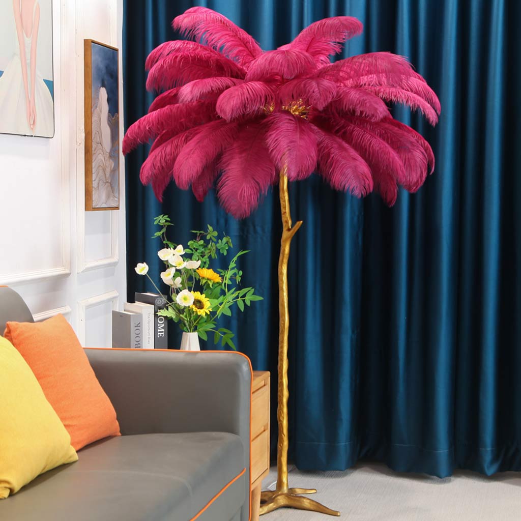 Ostrich Feather Floor Lamp For Living Room Decor Accent Piece