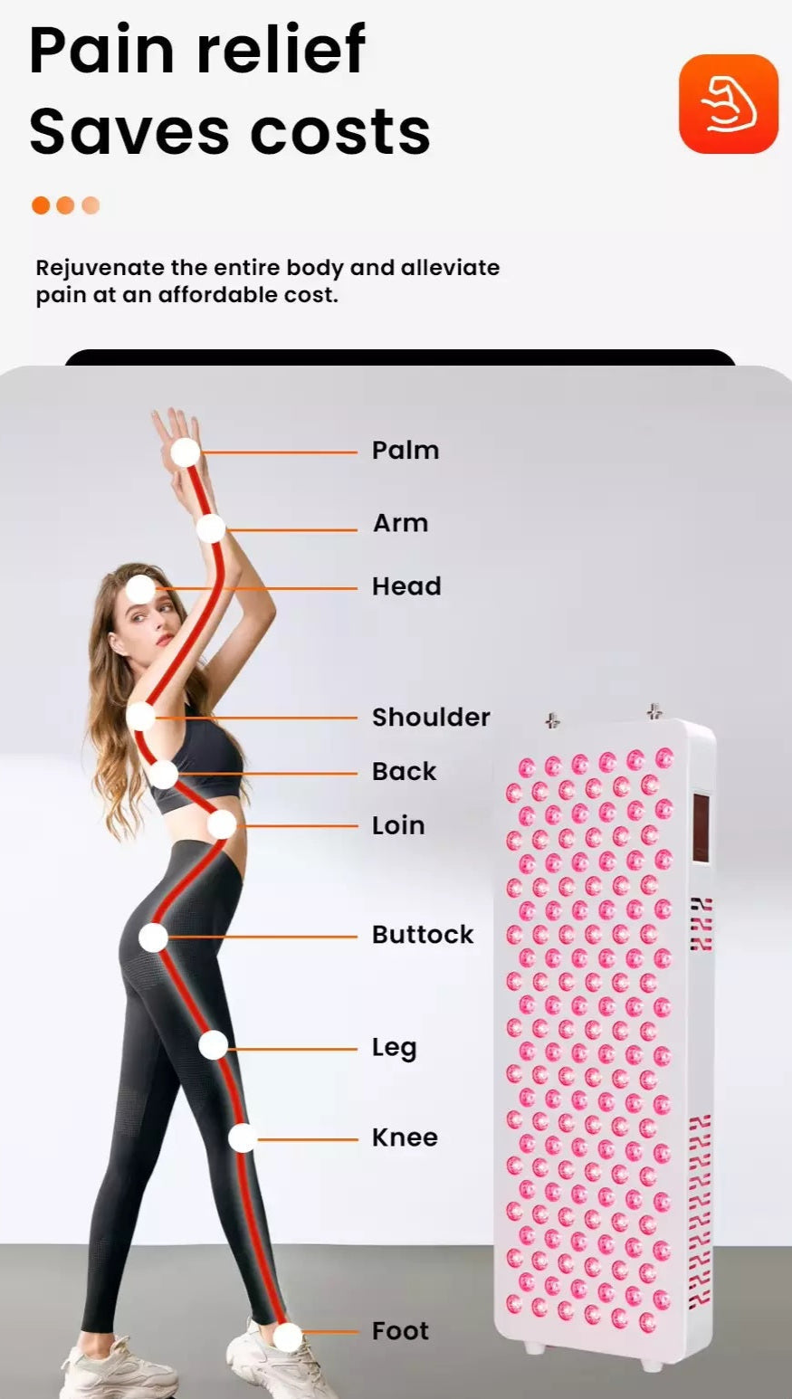 Pannello per terapia a luce rossa a spettro completo LumaPulse Nine Wave con app