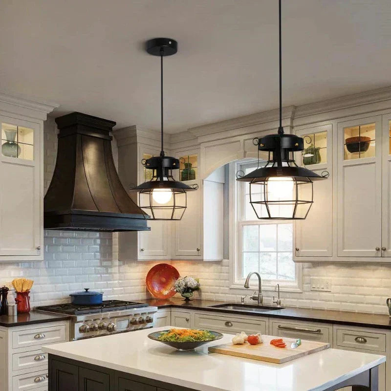 Veridian Cage Industrial Pendant Ceiling Light With Vintage Charm