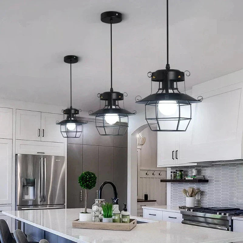 Veridian Cage Industrial Pendant Ceiling Light With Vintage Charm