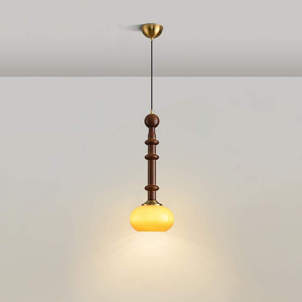 چراغ آویز لیریان رومانی چوب شیشه برنجی با چراغ LED