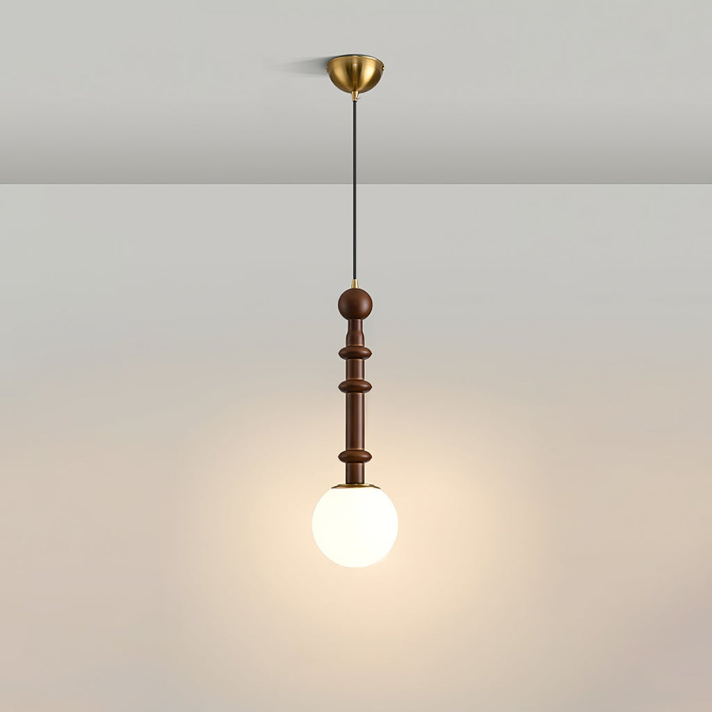 چراغ آویز لیریان رومانی چوب شیشه برنجی با چراغ LED