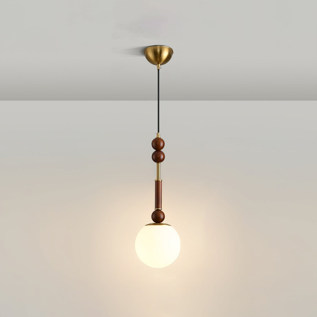 چراغ آویز لیریان رومانی چوب شیشه برنجی با چراغ LED