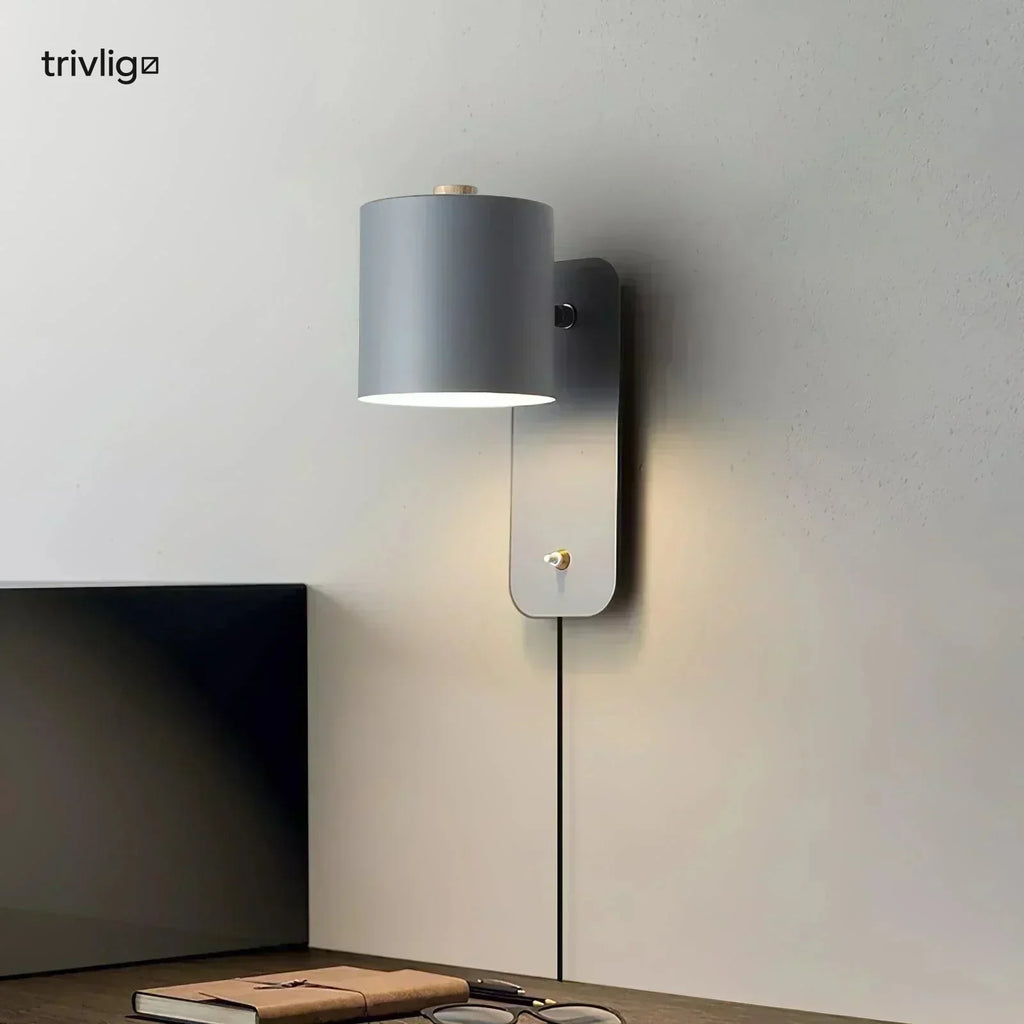 AstraLume Cylindrical Lampka nocna naścienna do wtyczki, bez konieczności okablowania