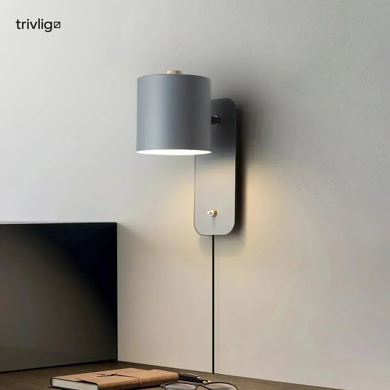 AstraLume Cylindrical Lampka nocna naścienna do wtyczki, bez konieczności okablowania