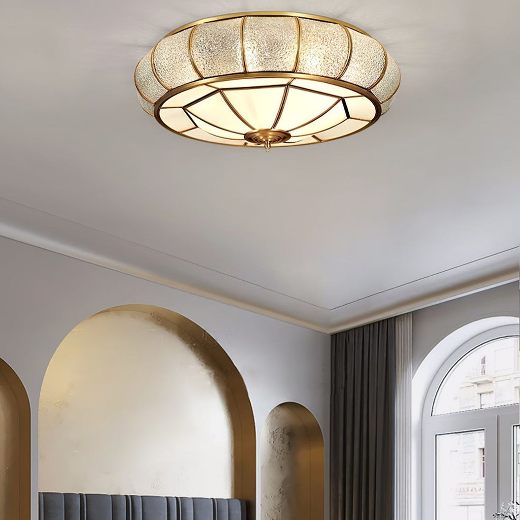 Verelle Round Ceiling Light With Textured Glass Finish
