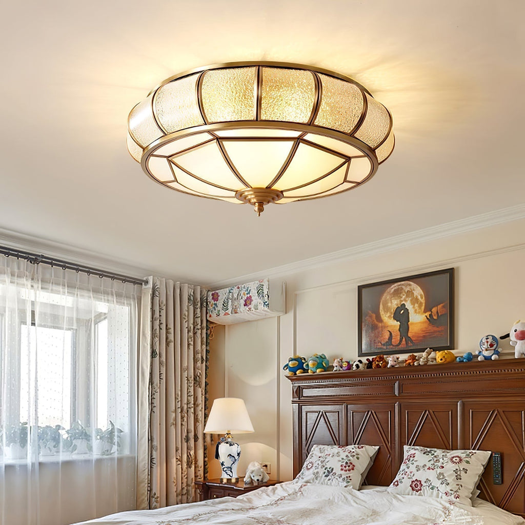 Verelle Round Ceiling Light With Textured Glass Finish