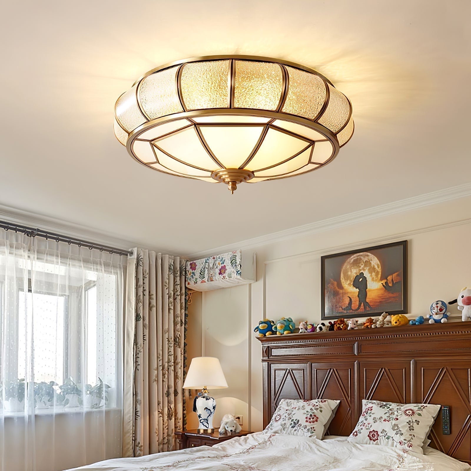 Verelle Round Ceiling Light With Textured Glass Finish