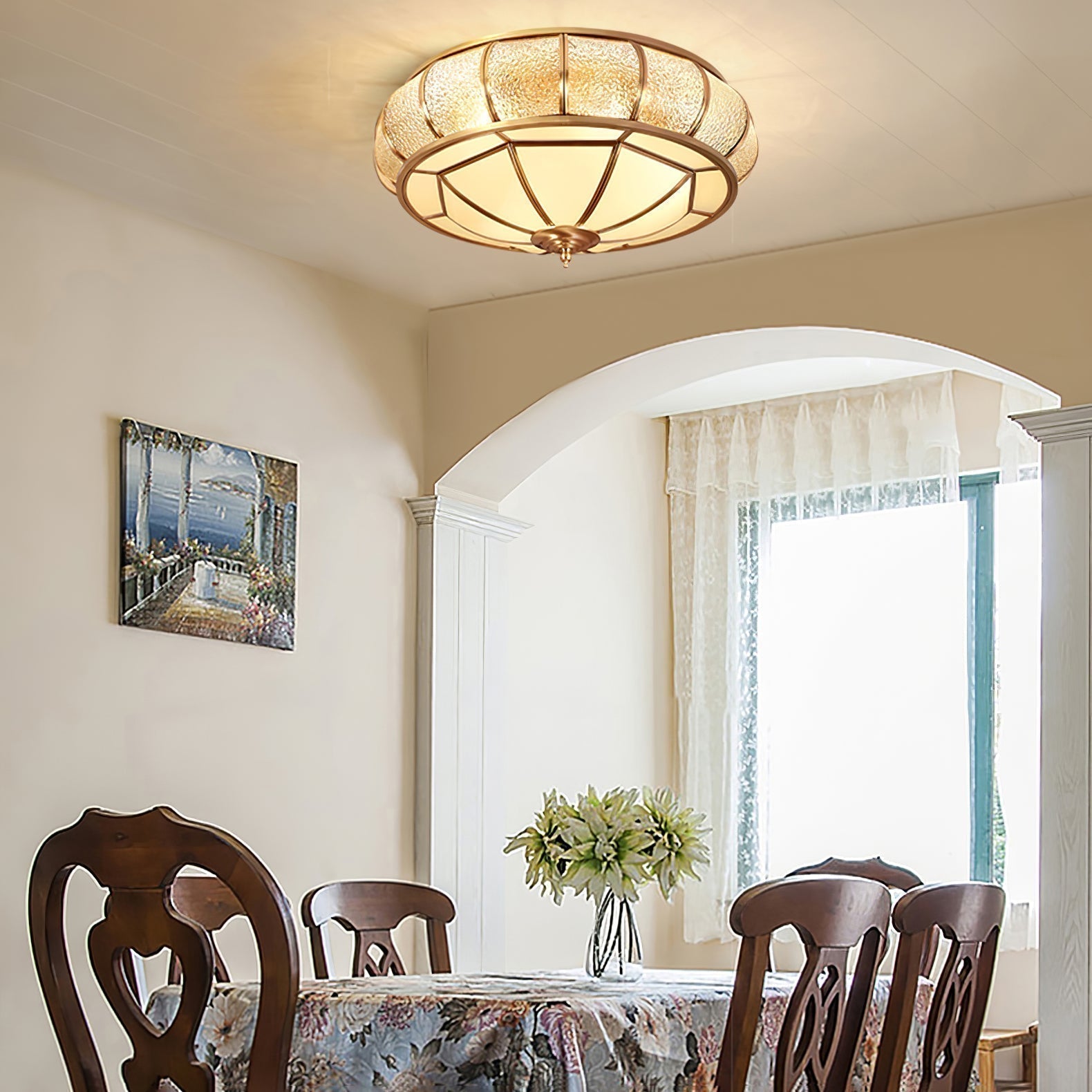 Verelle Round Ceiling Light With Textured Glass Finish