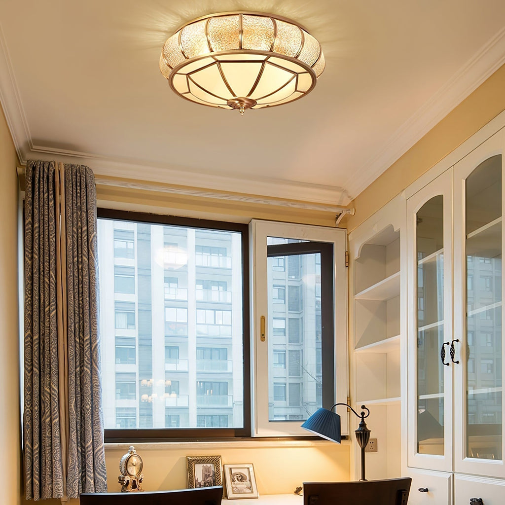 Verelle Round Ceiling Light With Textured Glass Finish