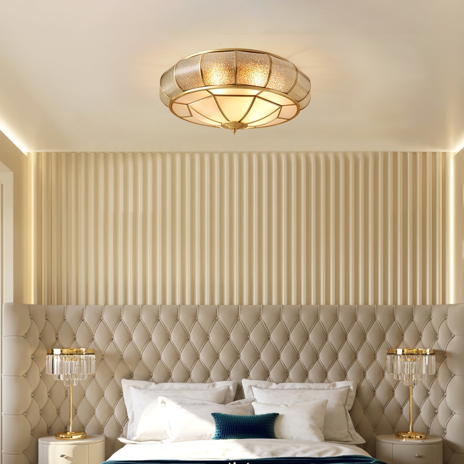 Verelle Round Ceiling Light With Textured Glass Finish