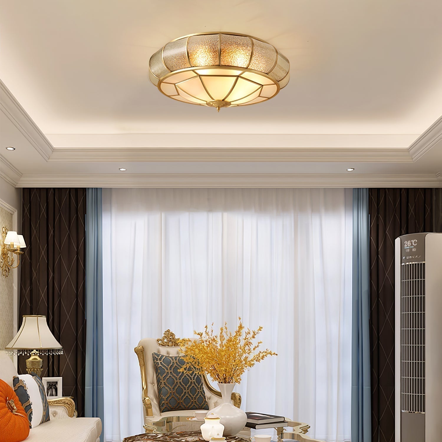 Verelle Round Ceiling Light With Textured Glass Finish