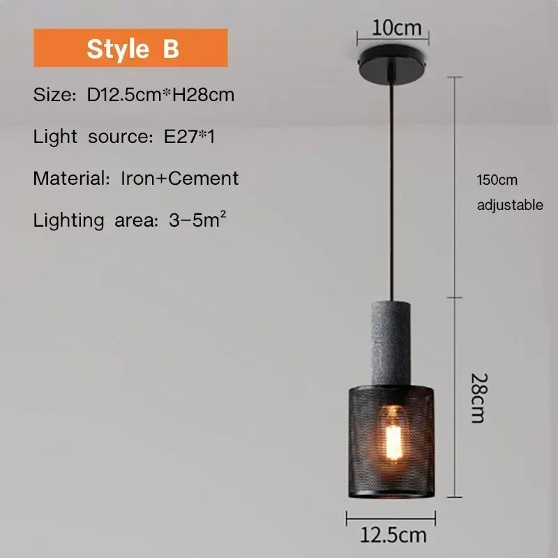 Lampa wisząca Rivena Retro American Country Cement od Landera