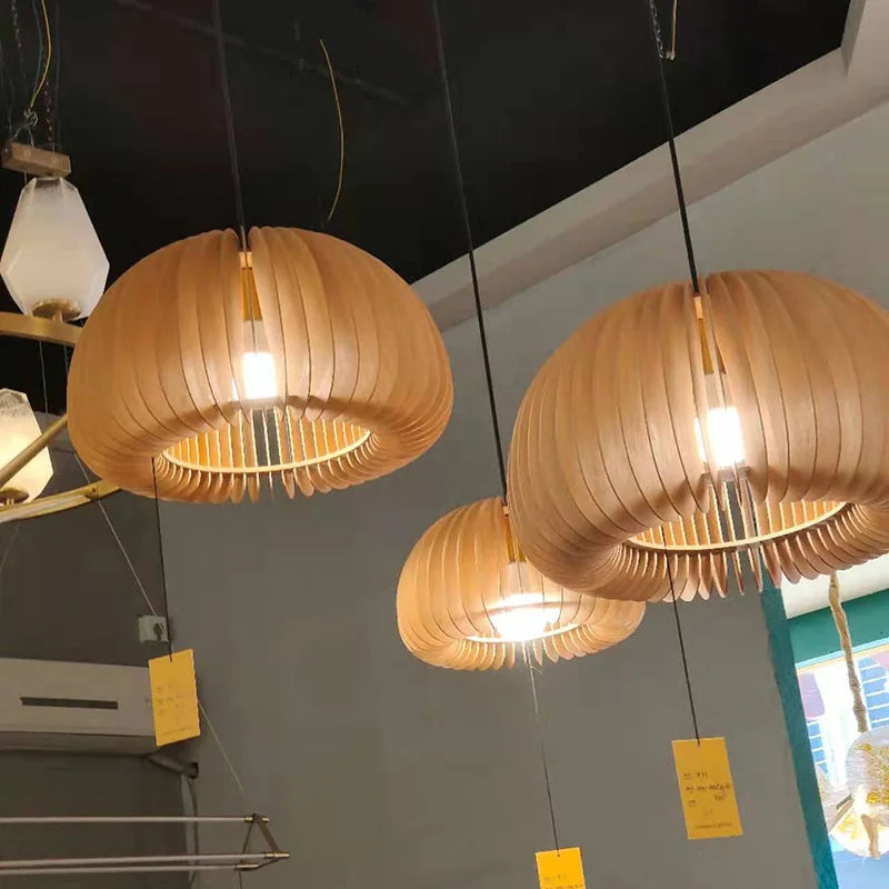 Lampada a Sospensione Zucca Rustica LumenOak con Altezza Regolabile Ideale per Sale da Pranzo