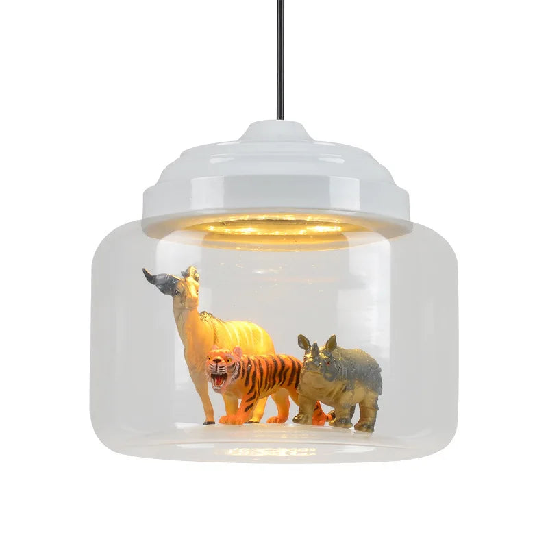 AuroraNest Dyr Glas LED Loftlampe til Børneværelse