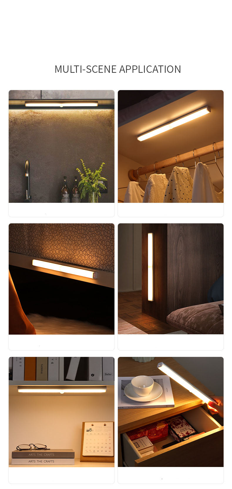 Triple In One Ultra Thin Wireless LED Cabinet Light With Motion Sensor