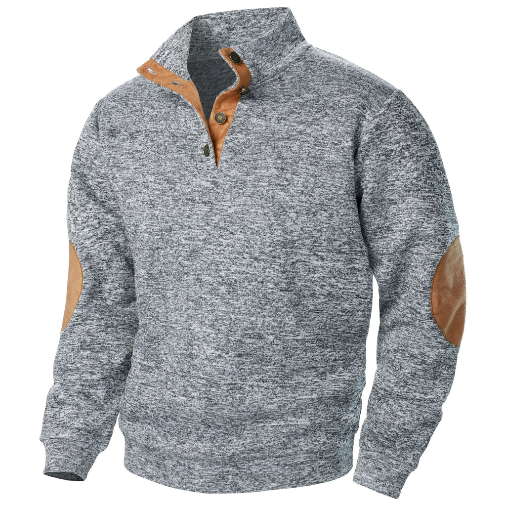 Astra Stand Collar Knitted Sweater With Button Details And Long Sleeves