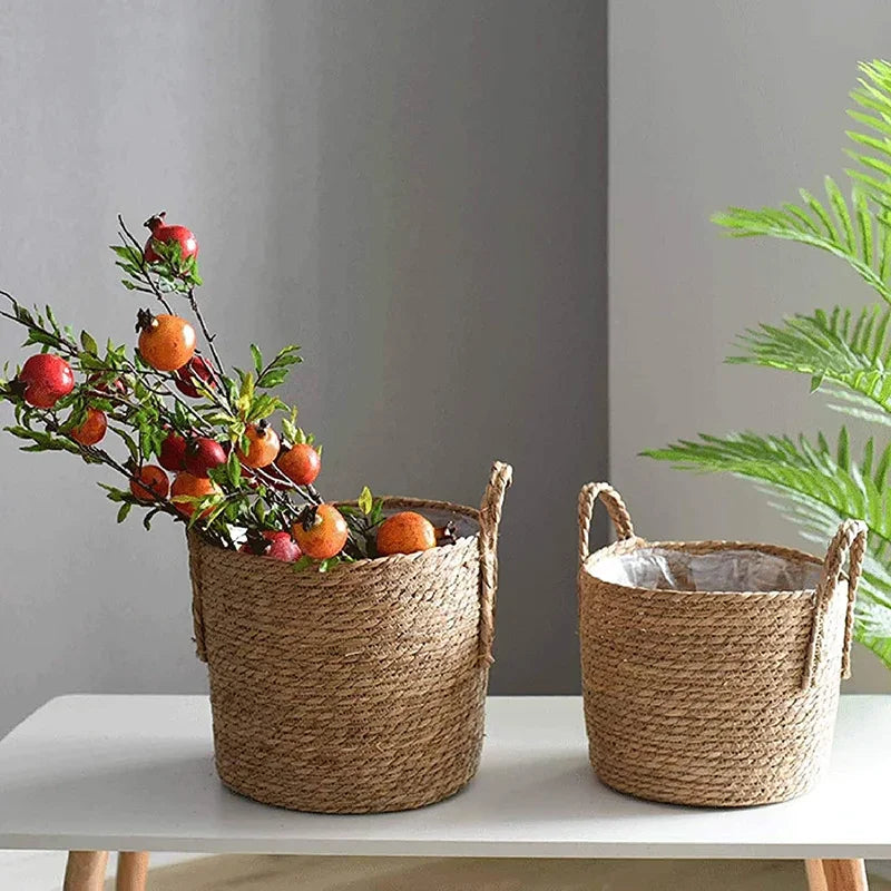 سبد حصیری دستبافت بزرگ برای گلدان و نگهداری MeadowNest