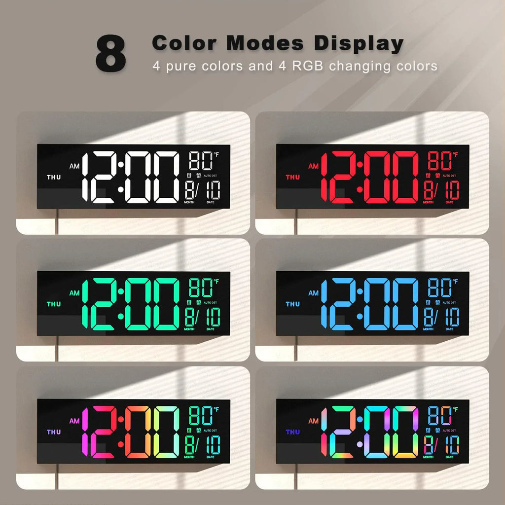 ساعت دیواری دیجیتال بزرگ LumaTime با نمایشگر LED رنگی RGB و کنترل از راه دور