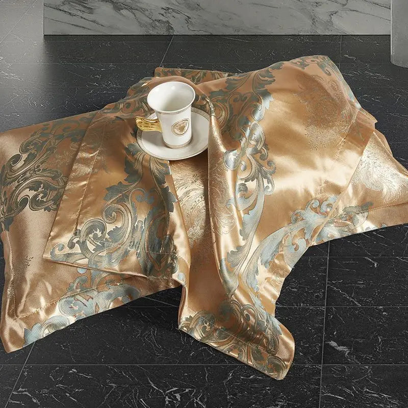 Aurelia Satin Rayon Jacquard Duvet Cover Set 220x240 for Double Bed