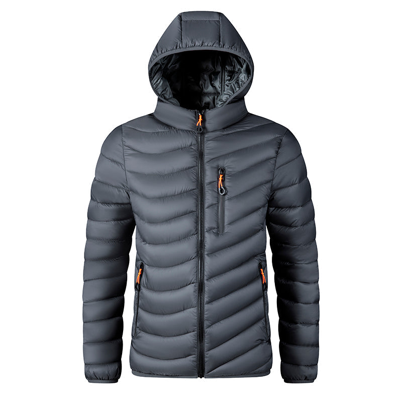 Nordfell Men's Cotton Padded Hooded Windbreaker Jacket for Autumn and Winter