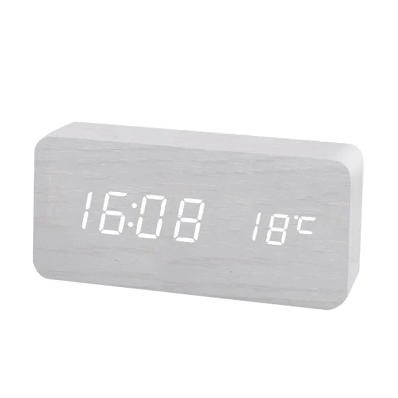 ساعت زنگ‌دار دیجیتال چوبی TimberPulse با نمایشگر LED