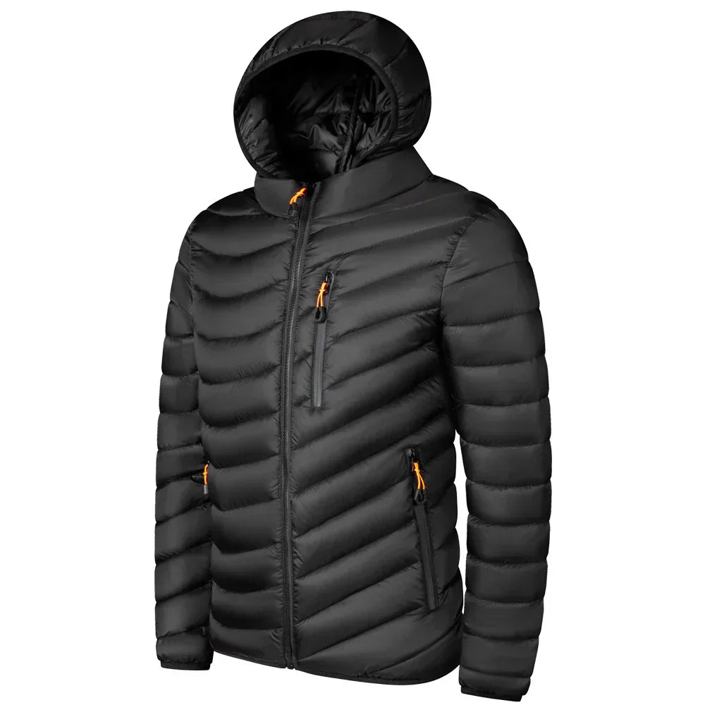 Nordfell Men's Cotton Padded Hooded Windbreaker Jacket for Autumn and Winter