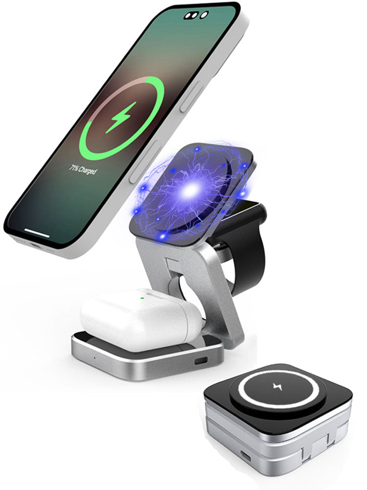 VeloCharge Magnetic Foldable 3-In-1 Wireless Charger For iPhone AirPods Apple Watch