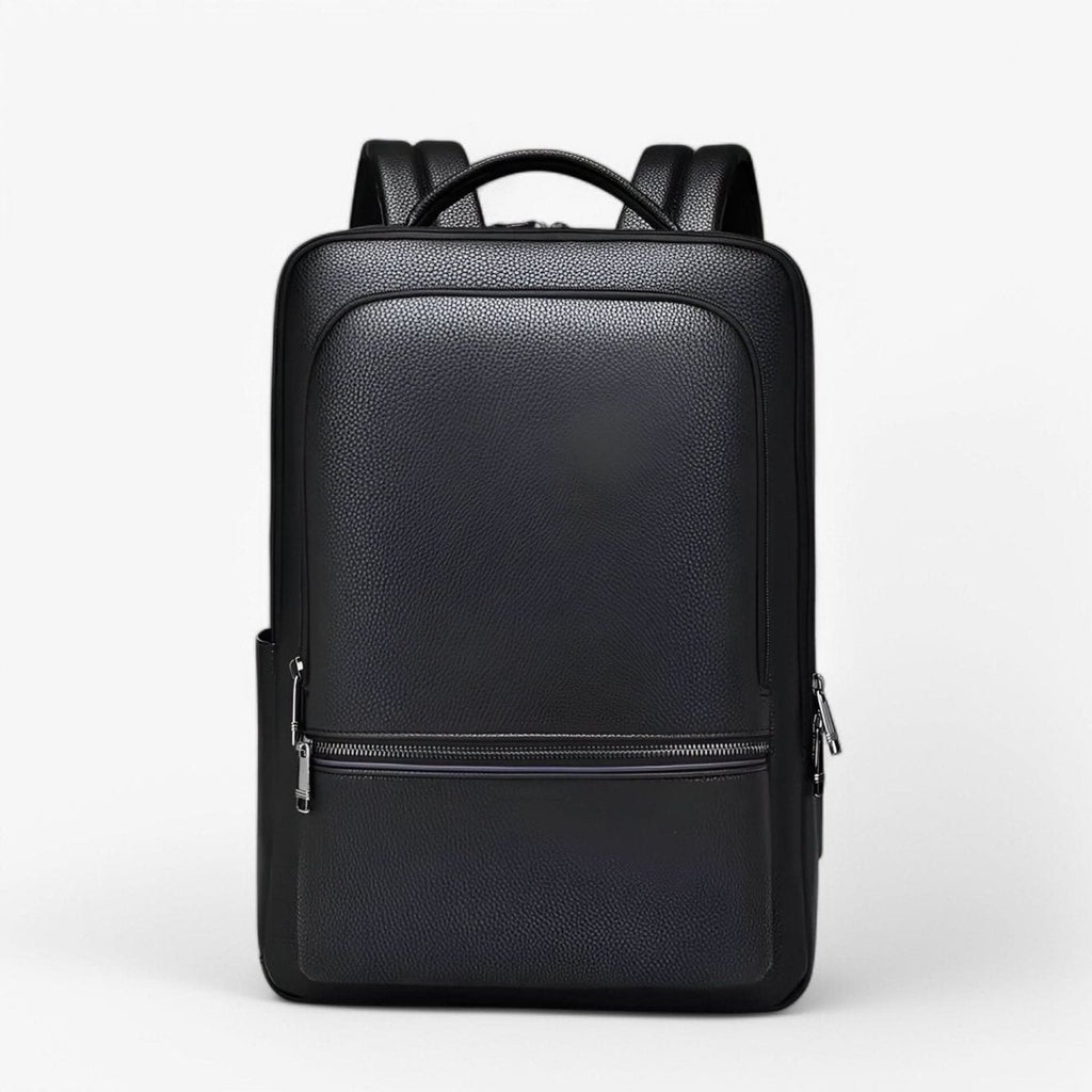 Elegantní kožený batoh s USB portem pro 15,6palcový notebook, černý