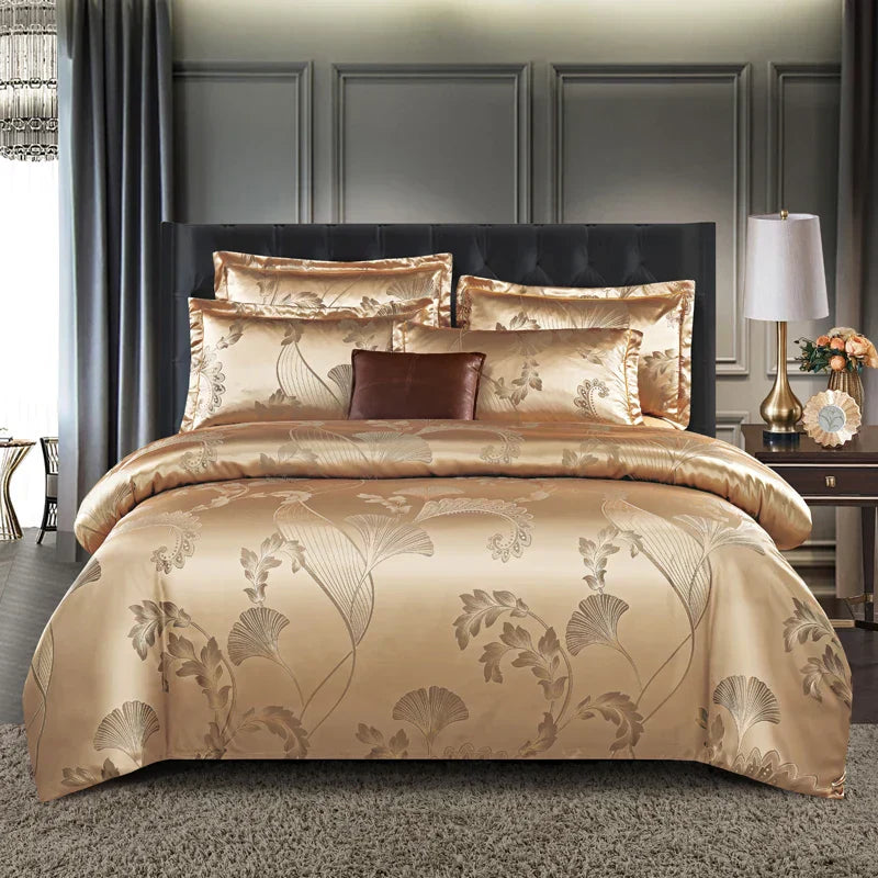 Aurelia Satin Rayon Jacquard Duvet Cover Set 220x240 for Double Bed