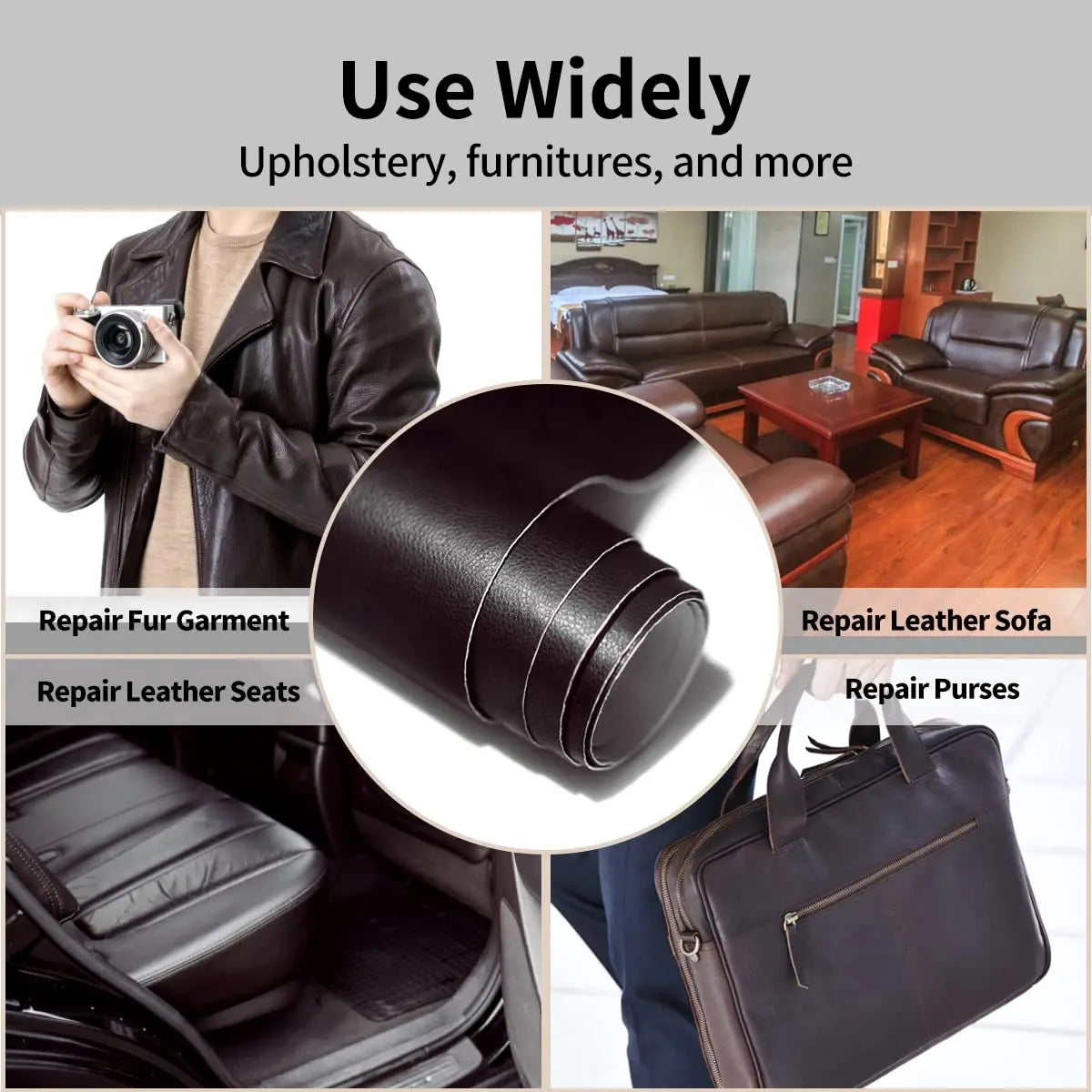 Leather Repair Patch for Furniture and Accessories Self-Adhesive PU Material